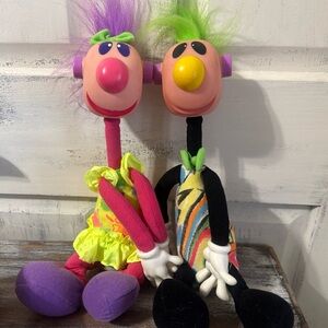 2 Vintage Jibba Jabba 12”  Jibber Jabber Noise Maker Purple/GRN Mohawk 1994 ERTL